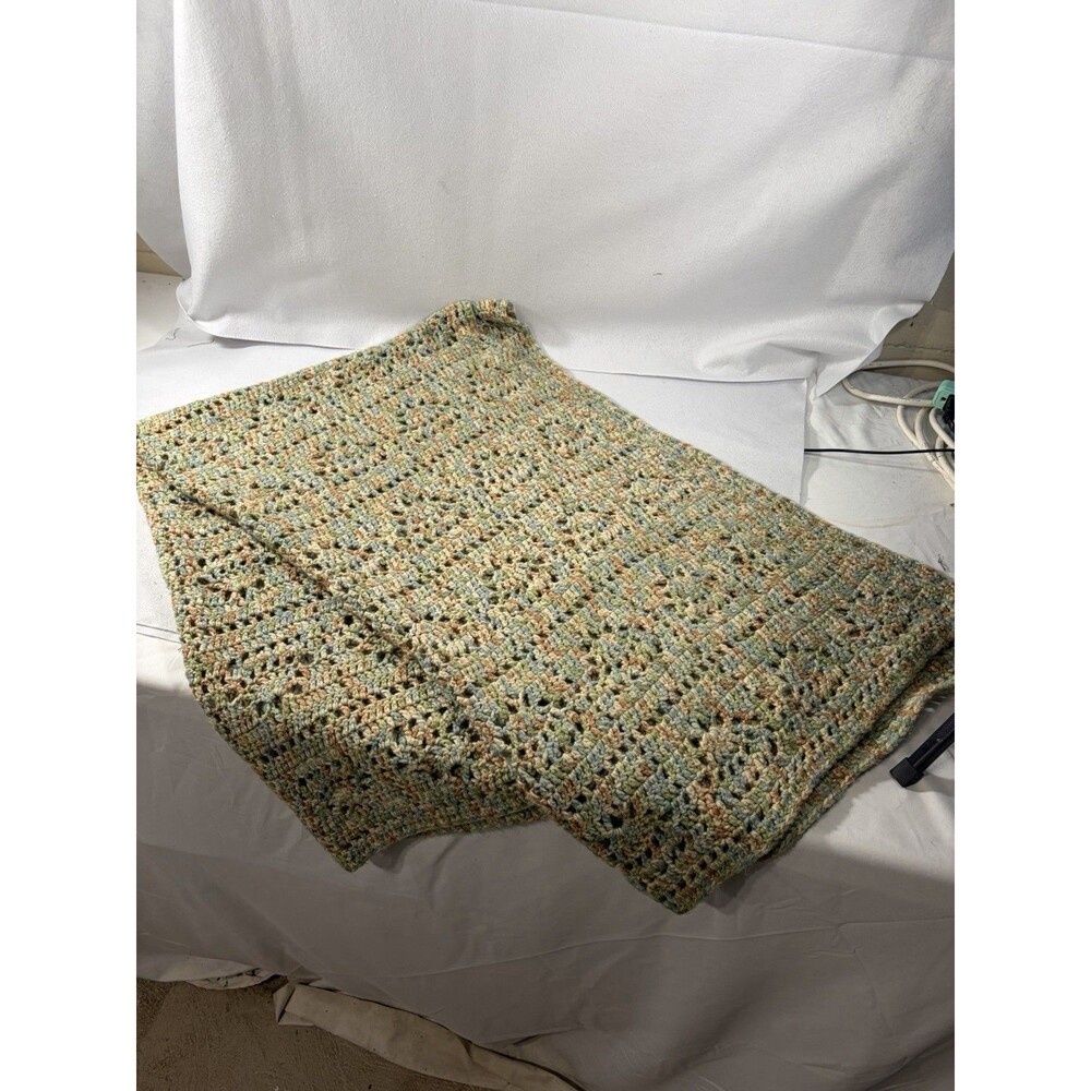 Hand Crocheted Blanket Multicolored Throw 40 By 60 Inches